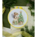 Cross-stitch kit with Hoop Included "Little Christmas Angel" 15x15 cm AAHM-091
