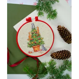 Kreuzstich-Set mit Stickrahmen "Die frechen Katzen" AAHM-090