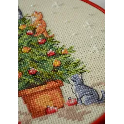 Kreuzstich-Set mit Stickrahmen "Die frechen Katzen" AAHM-090