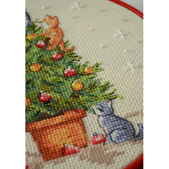 Kit de point de croix avec cercle inclus "Les chats coquins" AAHM-090