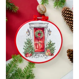 Siuvinėjimo kryželiu rinkinys "Šventiškas pasveikinimas" 15x15 cm AAHM-089
