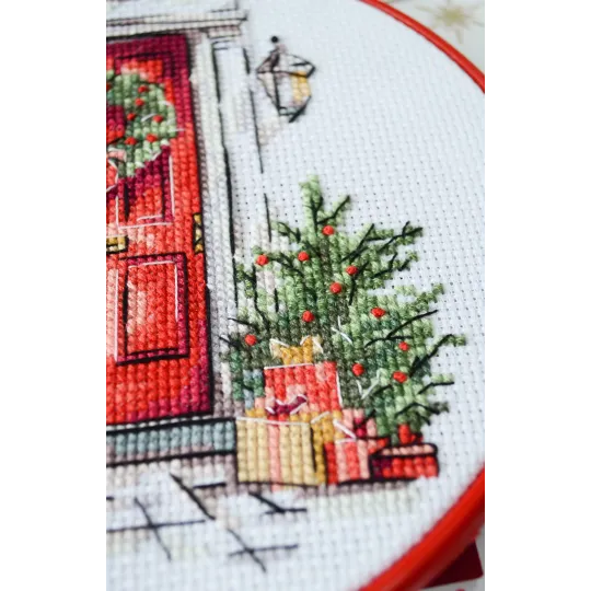 Kit de point de croix "Bienvenue festive" 15x15 cm AAHM-089