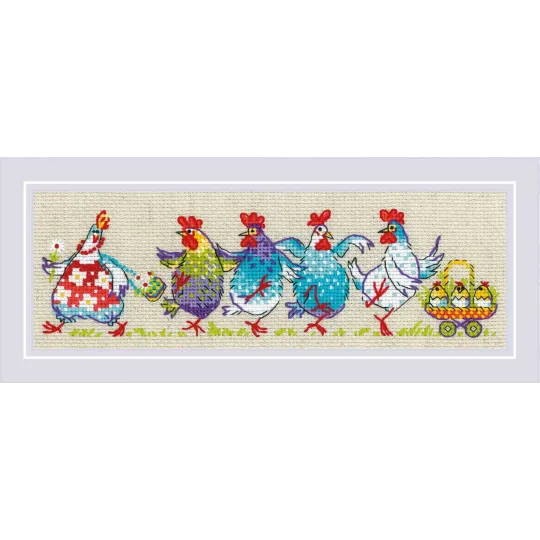 Cross stitch kit "Cluck-cluck?!!!" 24x8 cm SR2266