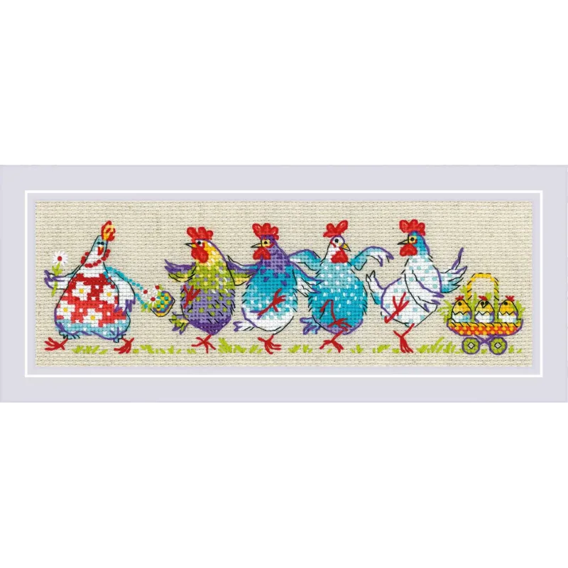 Cross stitch kit "Cluck-cluck?!!!" 24x8 cm SR2266
