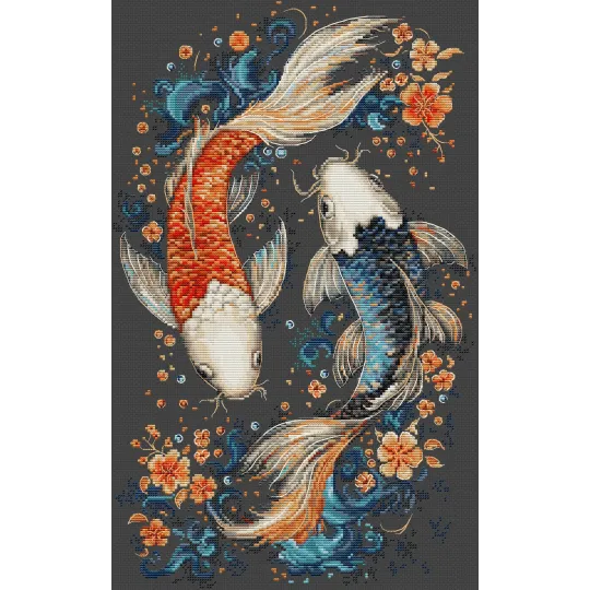 Kit de point de croix « Deux poissons magiques » 23x38 cm SBU5091