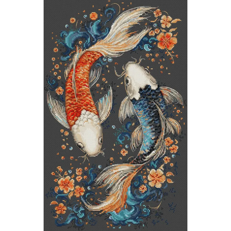 Kit de point de croix « Deux poissons magiques » 23x38 cm SBU5091