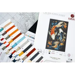 Kryželiu siuvinėjimo rinkinys "Du stebuklingi žuvys" 23x38 cm SBU5091