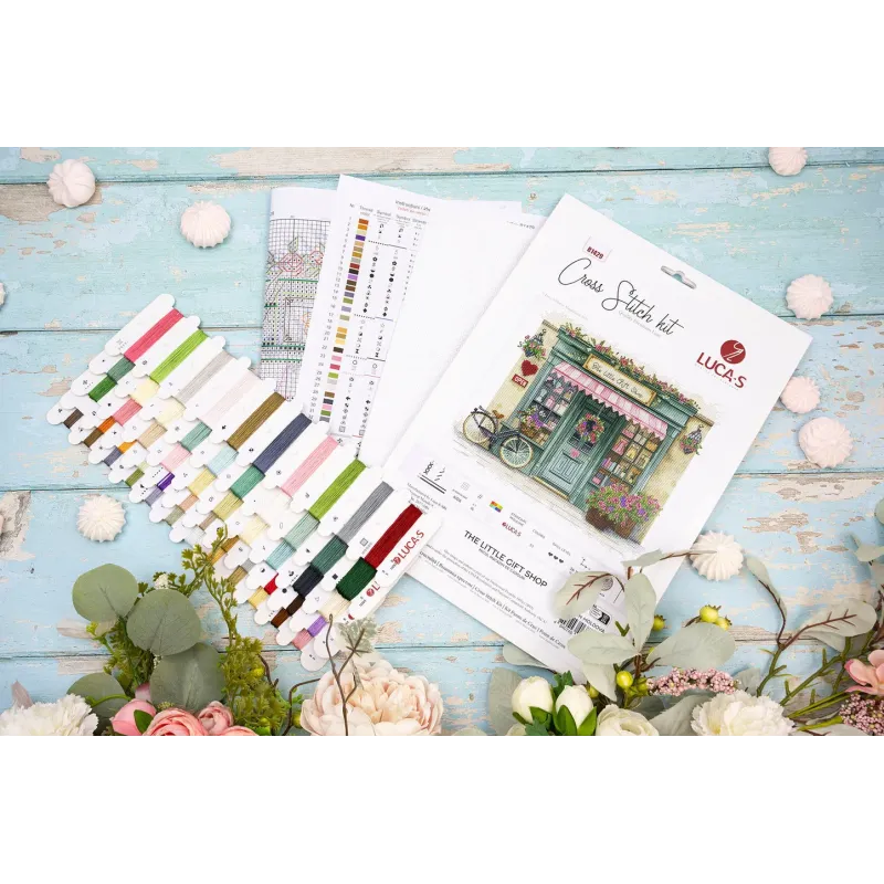 Kit point de croix "La petite boutique de cadeaux" 26x21 cm SB1429