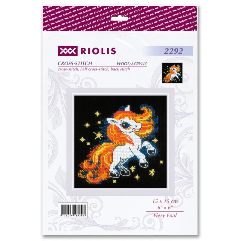 Kryželio siuvinėjimo rinkinys. "Ugninis kumeliukas" 15x15 cm SR2292