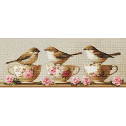 Kit point de croix "Trois oiseaux délicats" 52x21cm SBU5092