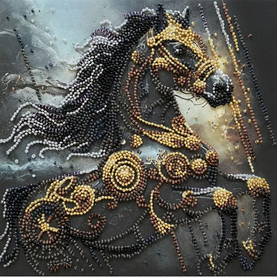 Mid-sized bead embroidery kit "Thunder of Darkness" 20x20 cm AAMB-129