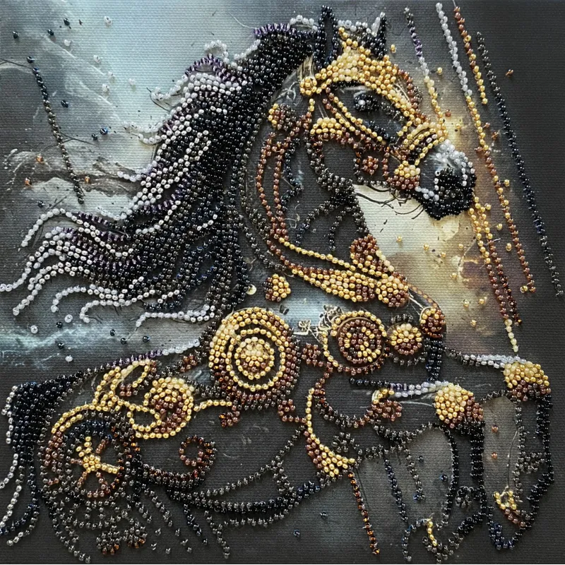 Mid-sized bead embroidery kit "Thunder of Darkness" 20x20 cm AAMB-129