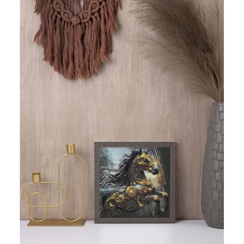 Mid-sized bead embroidery kit "Thunder of Darkness" 20x20 cm AAMB-129