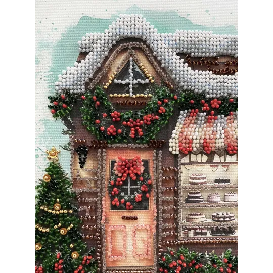 Mid-sized bead embroidery kit. "Time to Celebrate" 20x20 cm AAMB-127