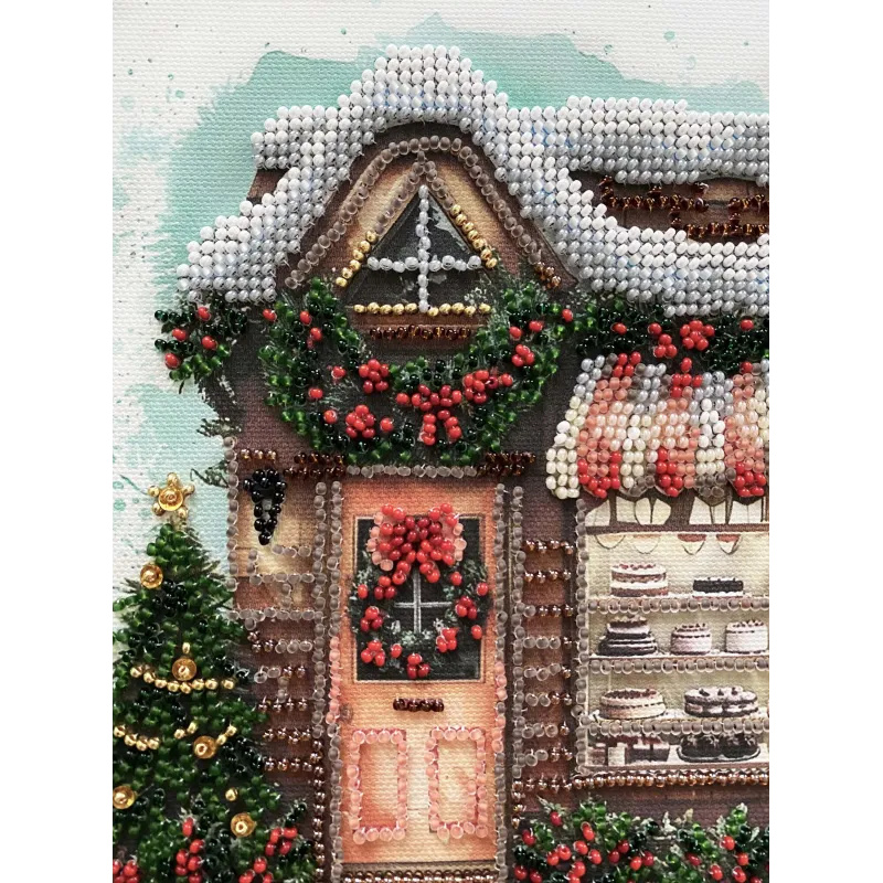 Mid-sized bead embroidery kit. "Time to Celebrate" 20x20 cm AAMB-127