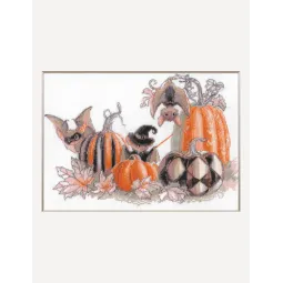 Kreuzstich-Set. "Kürbis-Fledermaus-Party" 30x21 cm SRA1031