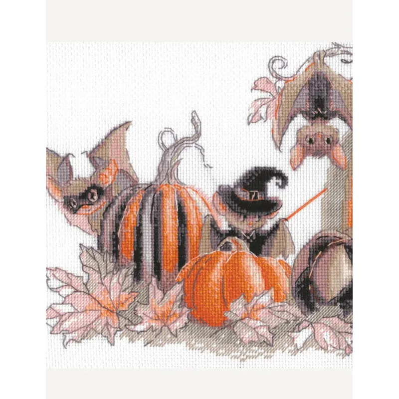 Kreuzstich-Set. "Kürbis-Fledermaus-Party" 30x21 cm SRA1031