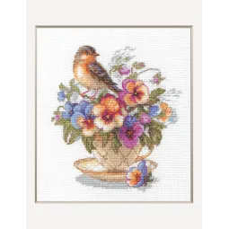 Kryželių siuvinėjimo rinkinys. "Arbatos žiedas" 16x18 cm SRA1025