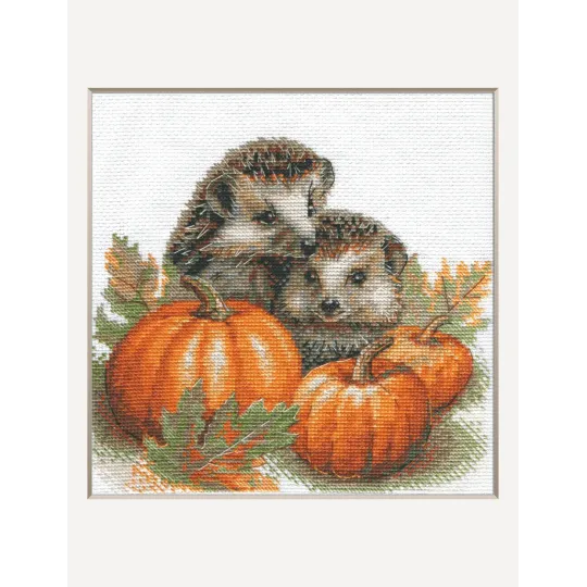 Cross Stitch Kit. "Hedgehogs in the Harvest" 20x20 cm SRA1021