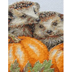 Набор для вышивания крестиком. "Ежики в урожае" 20x20 см SRA1021