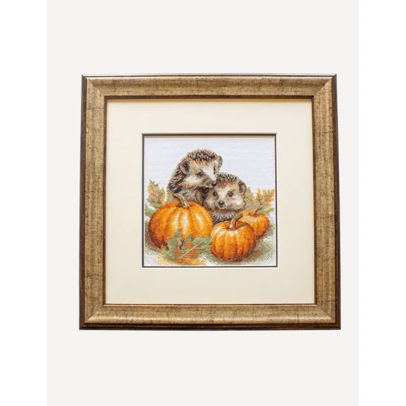 Kreuzstich-Set. "Igel im Herbst" 20x20 cm SRA1021