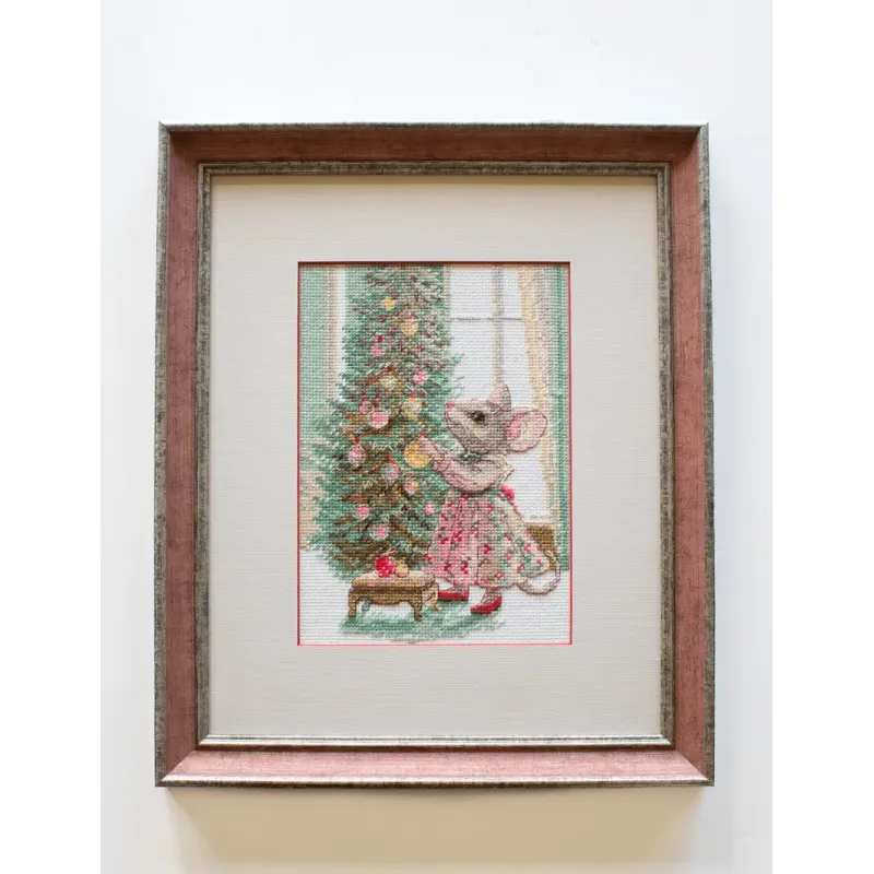 Kryželiu siuvinėjimo rinkinys. „Linksmasis peliukas“ 15x21 cm SRA1026