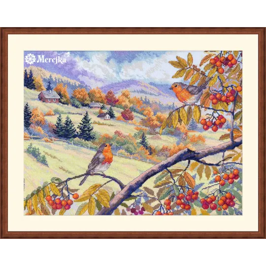 Kit de point de croix "Collines bordées d'or" 31x40 cm SK274