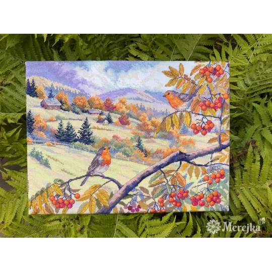 Kit de point de croix "Collines bordées d'or" 31x40 cm SK274