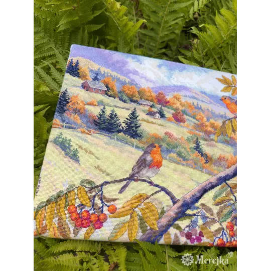 Kit de point de croix "Collines bordées d'or" 31x40 cm SK274
