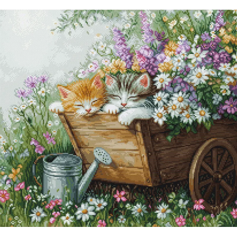 Kryželių siuvinėjimo rinkinys. "Miegančio kačiuko" 33x30 cm SBU5093