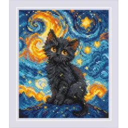 Kryželių siuvinėjimo rinkinys. „Žvaigždėtas katinas“ 15x18 cm SR2288