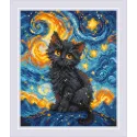 Cross Stitch Kit. "Starry Cat" 15x18 cm SR2288