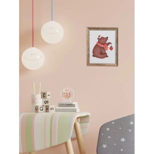Kit point de croix KLART "Ourson du Nouvel An" 15 x 13,5 cm KL8-585