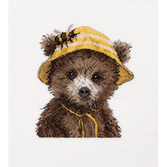 Cross stitch kit KLART "Bear the beekeeper" 14.5 x 14.5 cm KL8-584