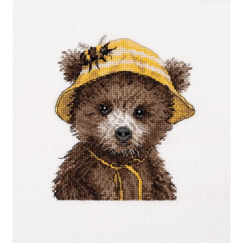 Cross stitch kit KLART "Bear the beekeeper" 14.5 x 14.5 cm KL8-584