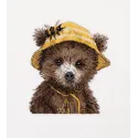 Cross stitch kit KLART "Bear the beekeeper" 14.5 x 14.5 cm KL8-584