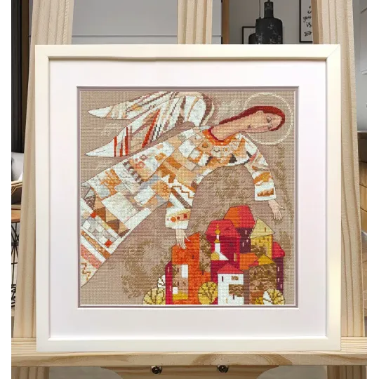 Kit point de croix "Ange gardien" 25×25 cm S1684