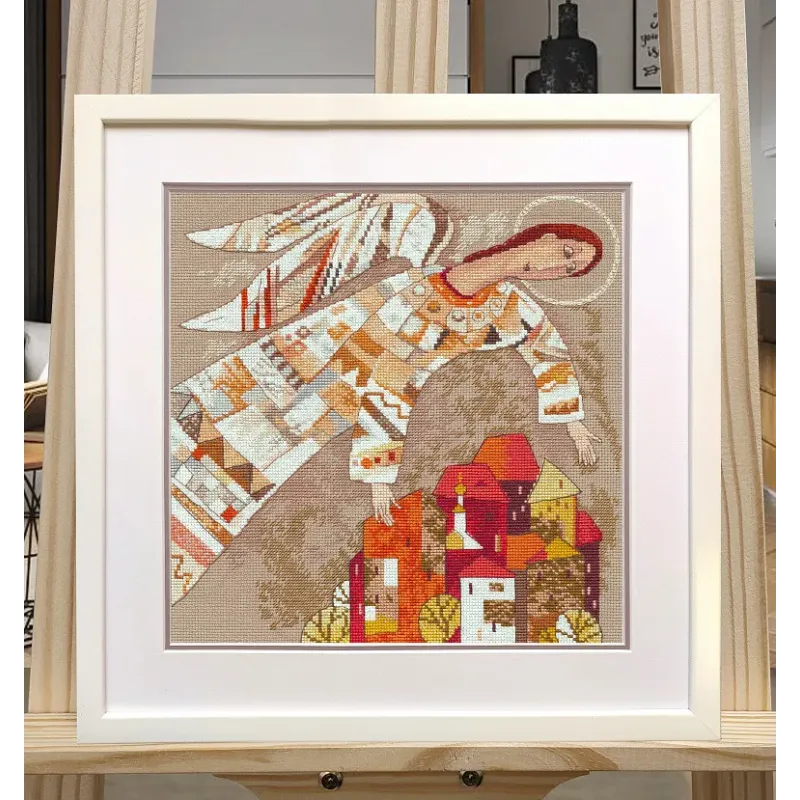 Kit point de croix "Ange gardien" 25×25 cm S1684