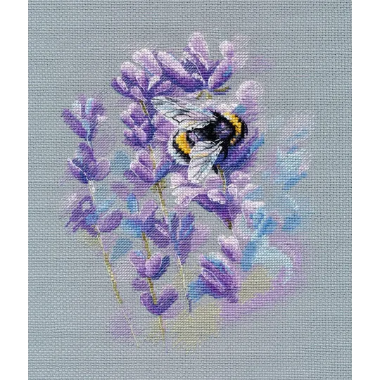 Cross stitch kit "Bumblebee on lavender" 15×20 cm S1683