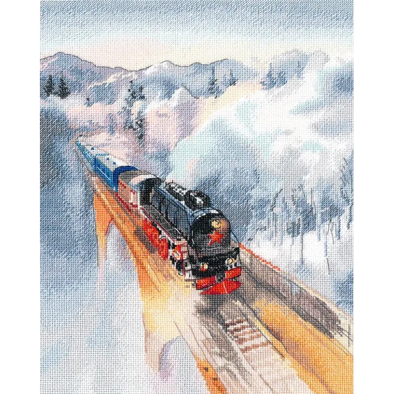 Cross stitch kit "Retro train" 22×30 cm S1692