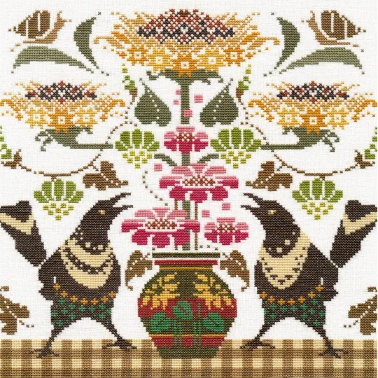 Kit point de croix "Magpies" 27×27 cm S1691