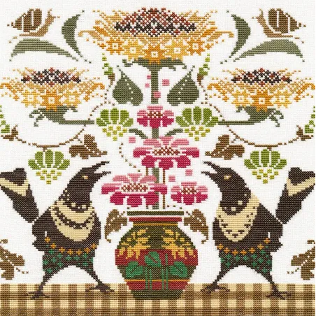 Kit point de croix "Magpies" 27×27 cm S1691