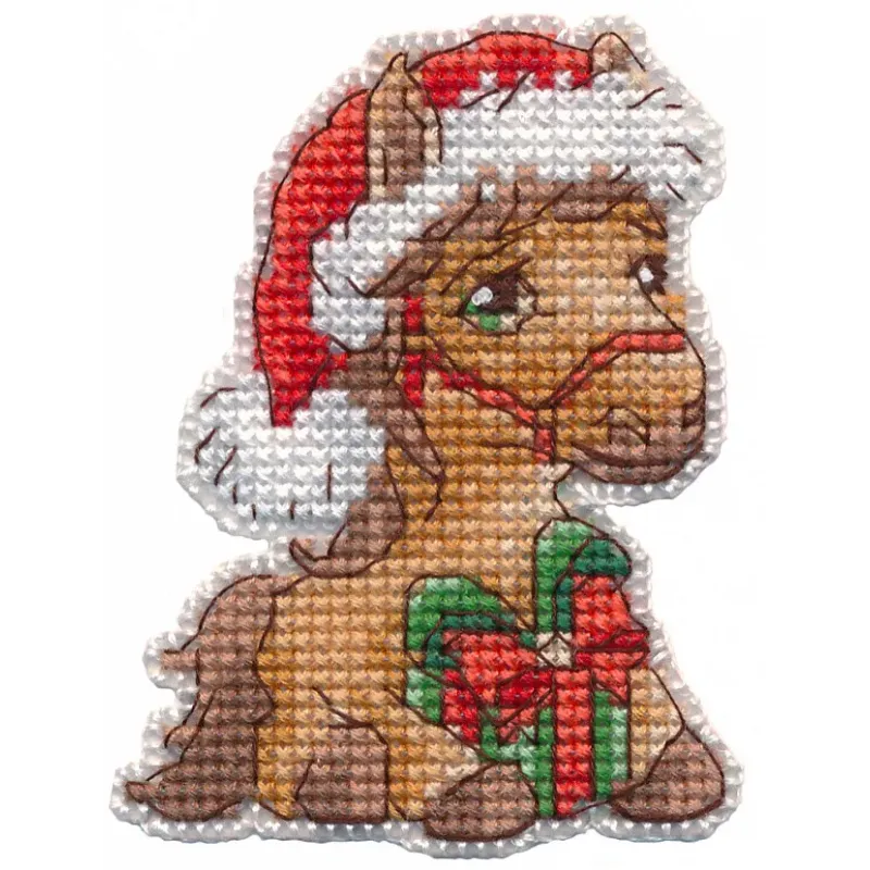 Cross stitch kit "Magnet. Horse with a gift" 6.2×8.2 cm S1686