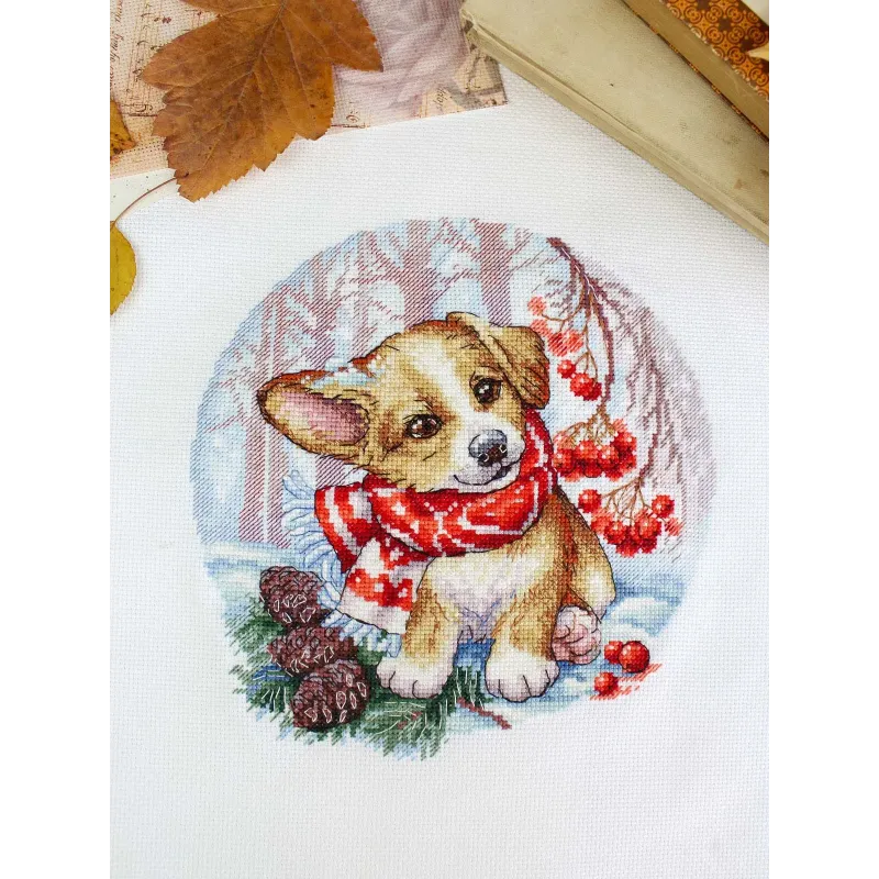 Kryželiu siuvinėjimo rinkinys "Pasivaikščiojimas miške" 19x18 cm SNV-886