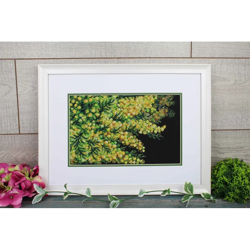 Cross stitch kit "Spring mimosa" 18x27 cm SNV-950