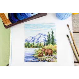 Kreuzstich-Set „Am Bergfluss“ 20x16 cm SNV-934