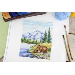 Cross stitch kit "By the mountain river" 20x16 cm SNV-934