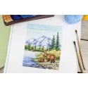 Kryželių siuvinėjimo rinkinys „Prie kalnų upės“ 20x16 cm SNV-934