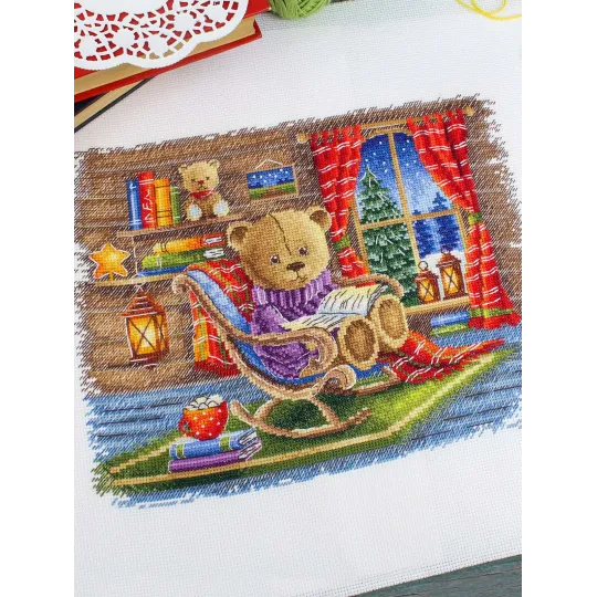 Kryželiu siuvinėjimo rinkinys "Su mėgstama knyga" 20x25 cm SNV-926