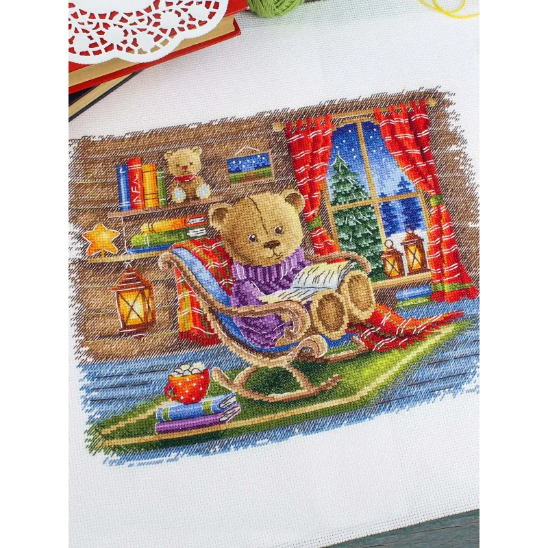 Kit de point de croix "Avec un livre préféré" 20x25 cm SNV-926